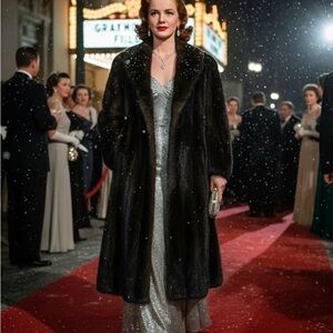 Vintage Real Black Mink Paul Magder Full Maxi Coat Made in Canada Old Hollywood